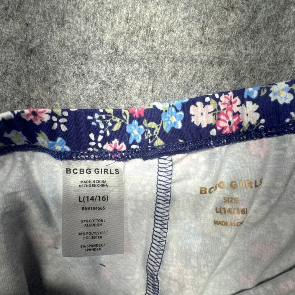 BCBG Girls 2pc Set Pale Aloe Sweatshirt Floral Leggings Size L 14/16 1628977 NEW